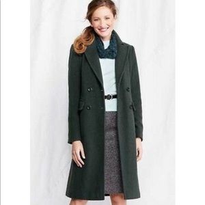 Luxe Wool Lands End olive green duster coat 10T